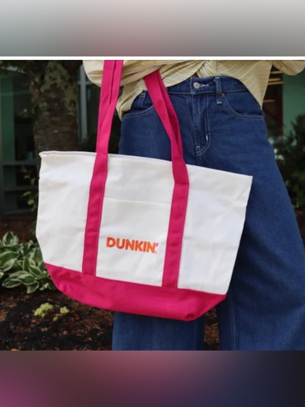 Limited Edition Dunkin Pink Canvas Tote Bag